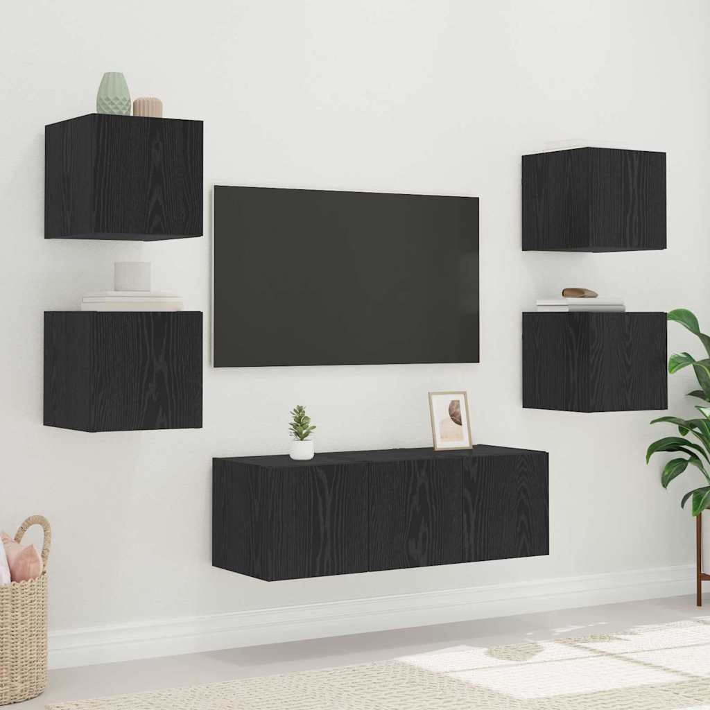 Dulap TV de perete Stejar Negru 30,5 x 35 x 30 cm Lemn compozit — imaginea 7