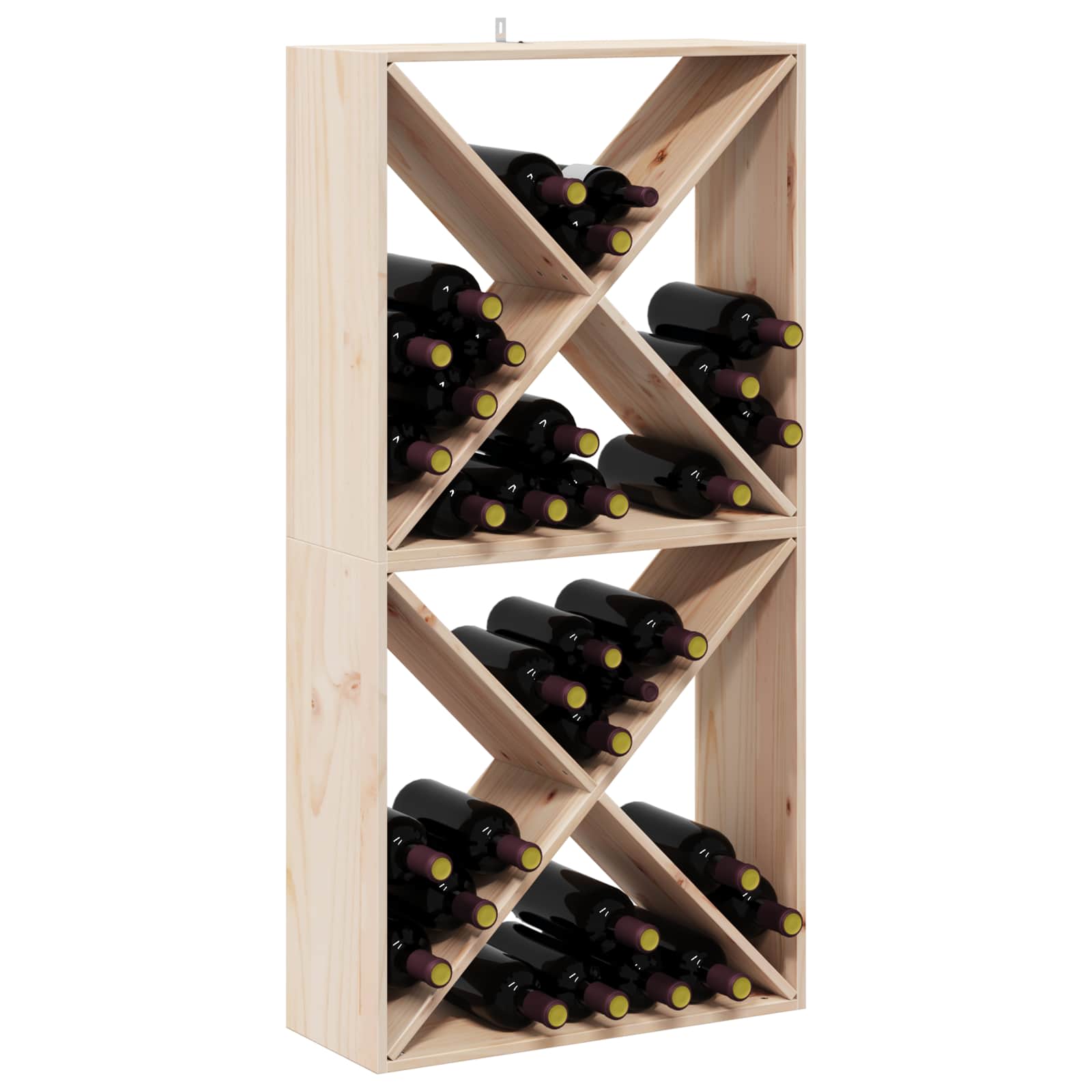 Raft pentru vin 2 pcs natural 62 x 25 x 62 cm Lemn de pin masiv — imaginea 3