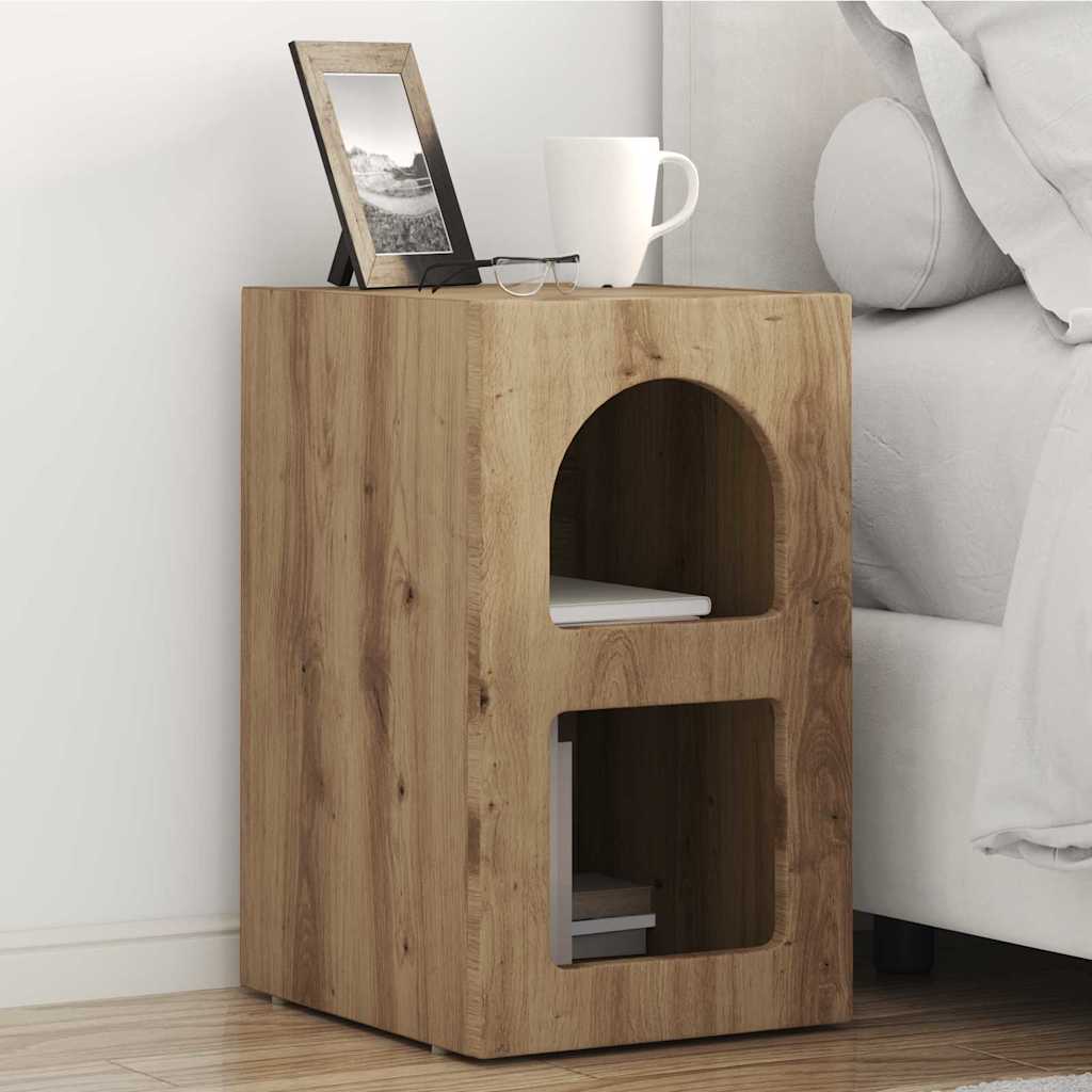 Noptiera Stejar Artizanal 29.5 x 35 x 50 cm Lemn compozit — imaginea 2