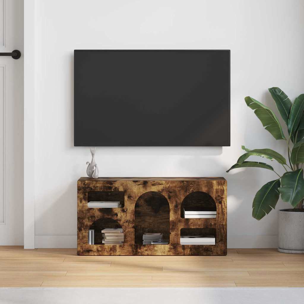 Cabinet TV Stejar fumuriu 80 x 35 x 40 cm Lemn compozit — imaginea 6