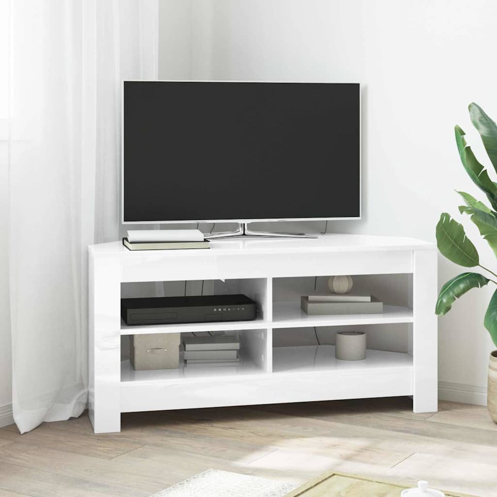 DulapdecoltpentruTV Alb lucios 102 x 40,5 x 45 cm Lemn compozit — imaginea 2