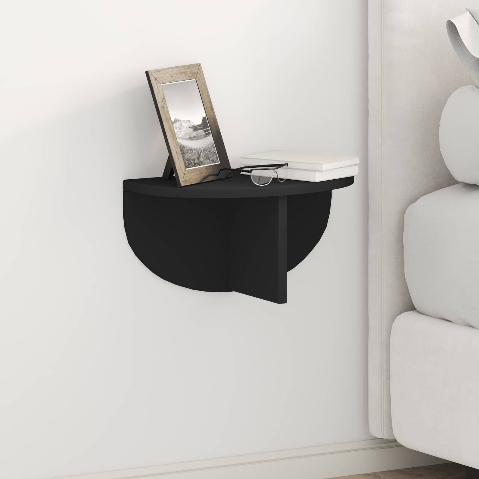 Raft de perete Pe perete Negru 38 x 19 x 19 cm Lemn compozit — imaginea 2