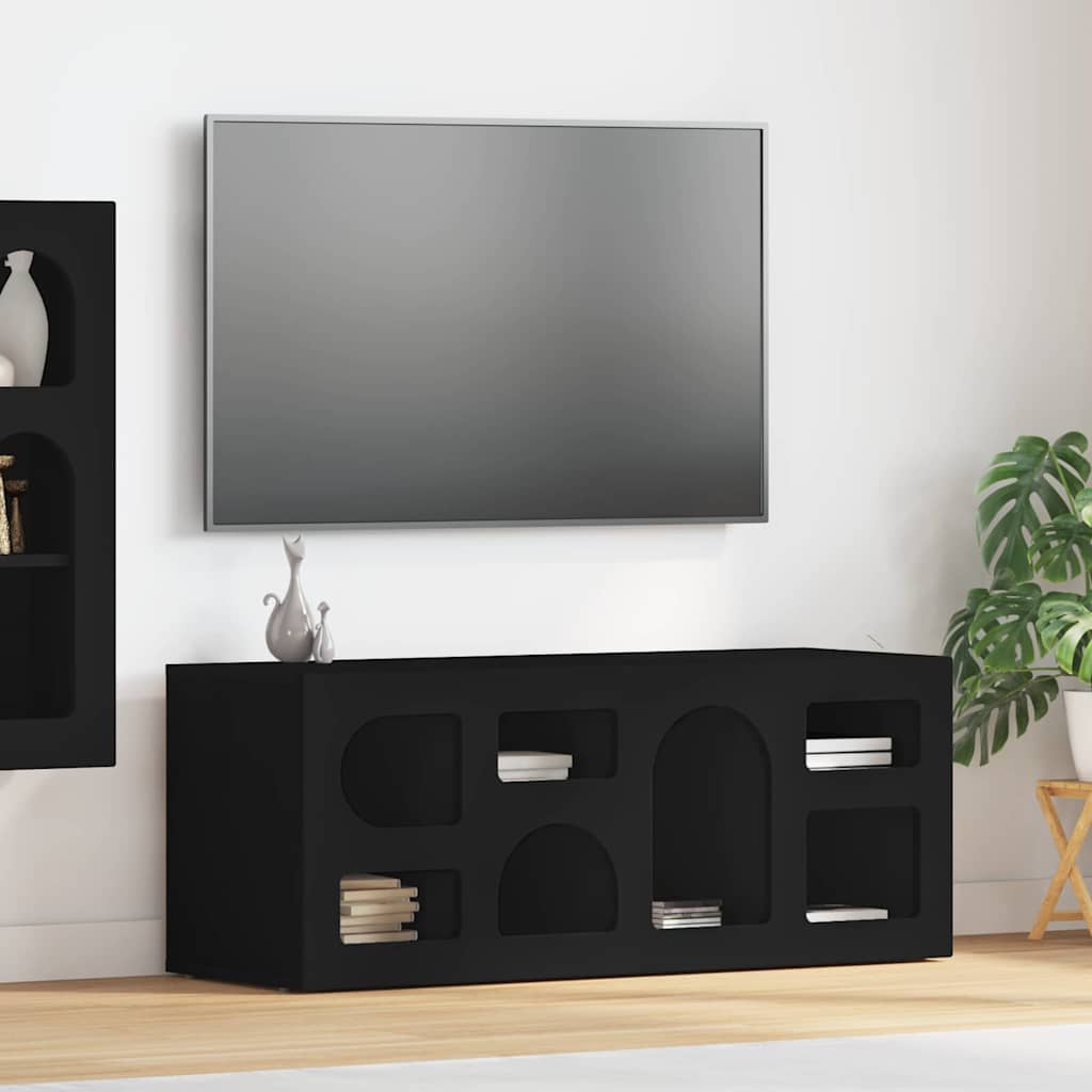 Cabinet TV Negru 100 x 35 x 40 cm Lemn compozit — imaginea 2