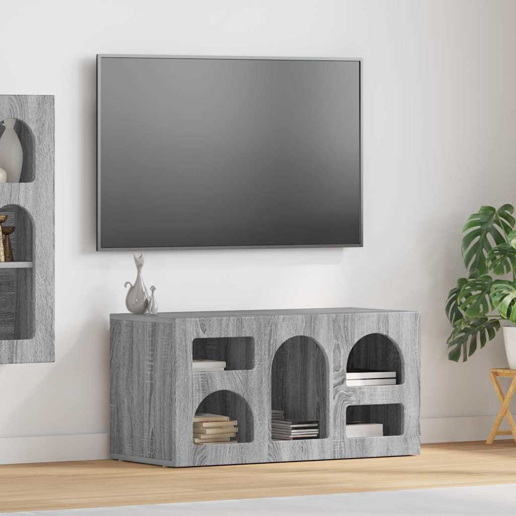 Cabinet TV Gri Sonoma 80 x 35 x 40 cm Lemn compozit — imaginea 2