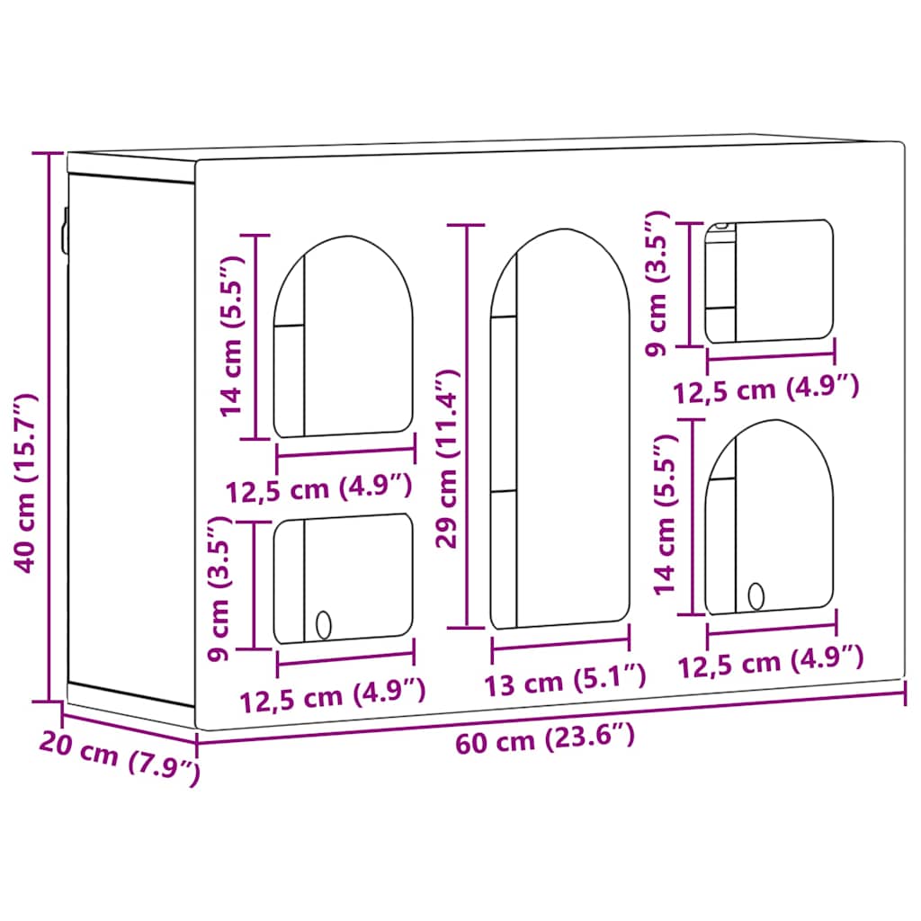 Dulap suspendat Gri Sonoma 60 x 20 x 40 cm Lemn compozit — imaginea 12