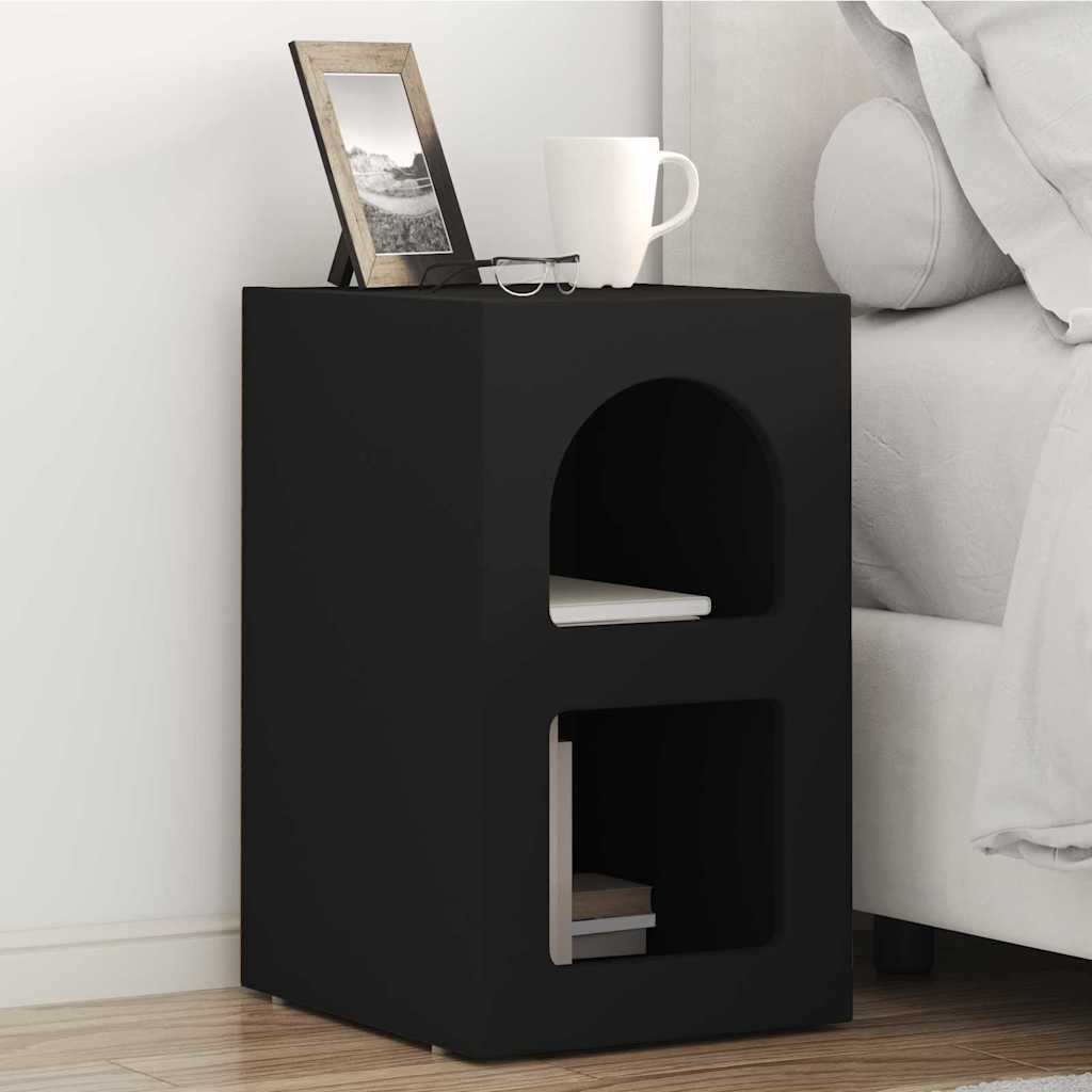 Noptiera 2 pcs Negru 29.5 x 35 x 50 cm Lemn compozit — imaginea 2
