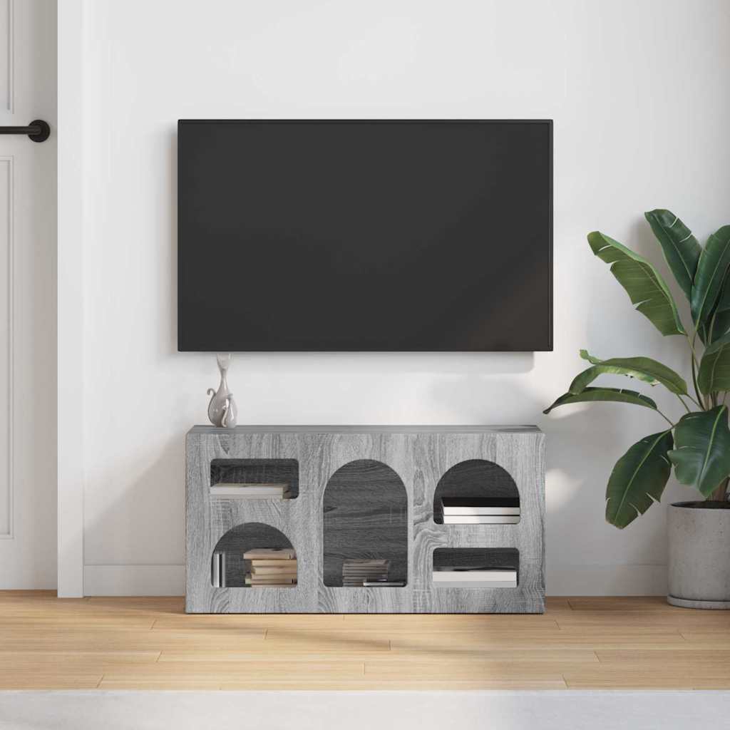 Cabinet TV Gri Sonoma 80 x 35 x 40 cm Lemn compozit — imaginea 5