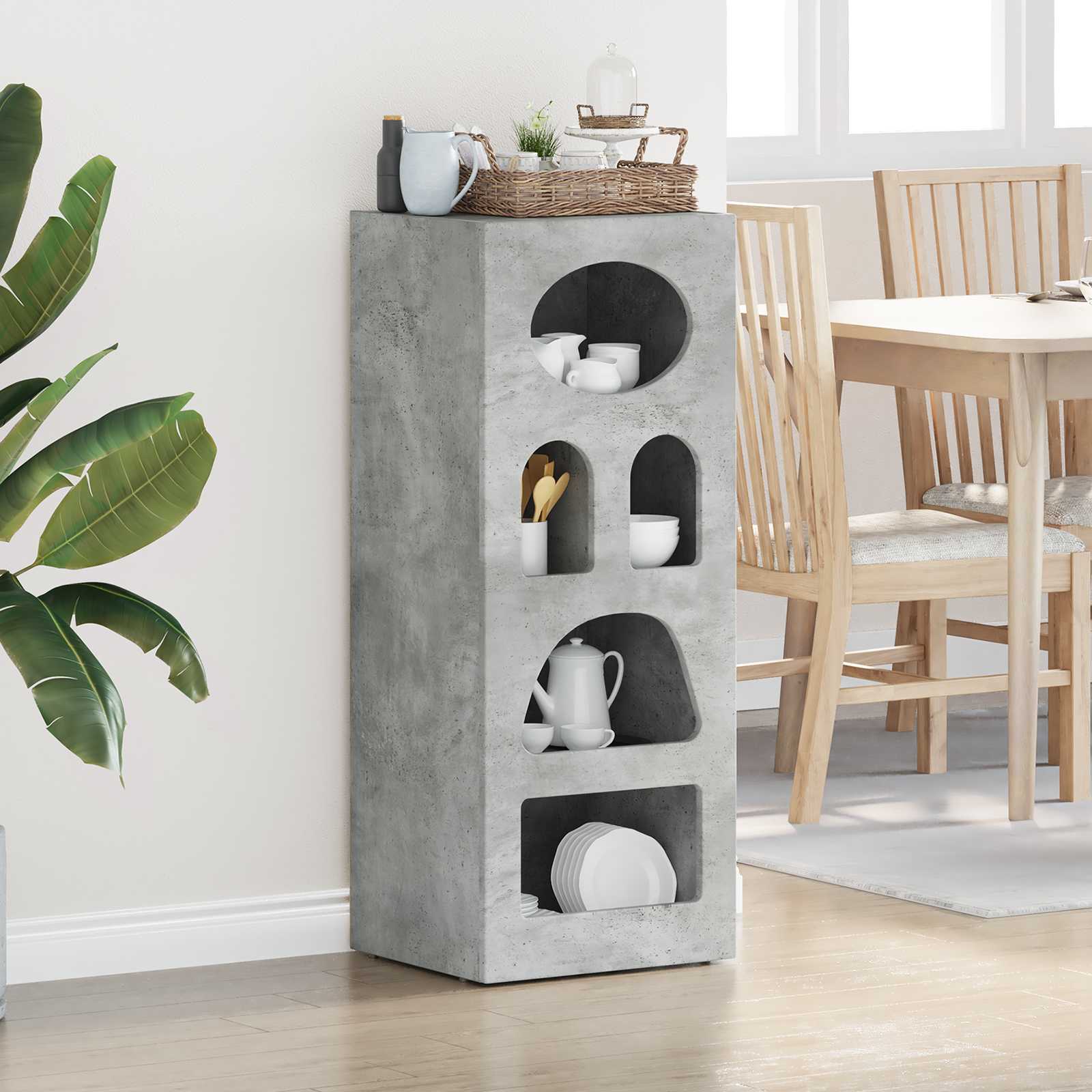 Bufet Gri din beton 40 x 35 x 100,5 cm Lemn compozit — imaginea 3
