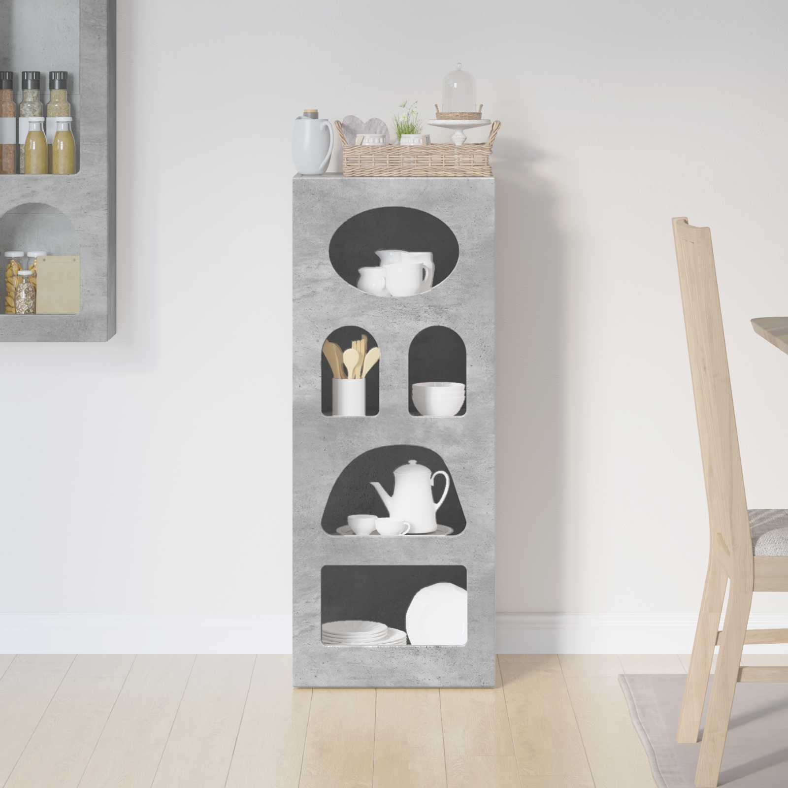 Bufet Gri din beton 40 x 35 x 100,5 cm Lemn compozit — imaginea 4
