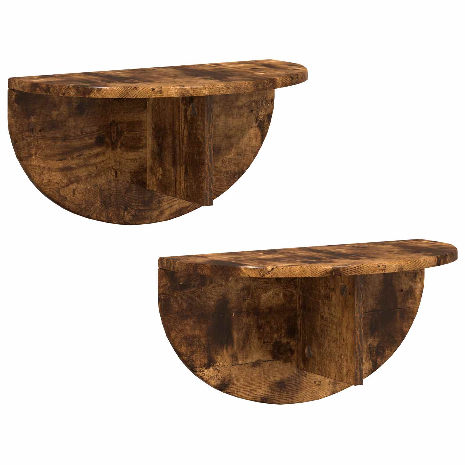 Raft de perete Pe perete 2 pcs Stejar fumuriu 38 x 19 x 19 cm
