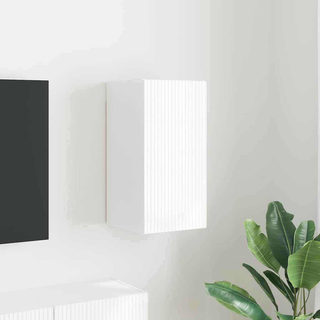 Dulap TV de perete Alb Lucios 30 x 31 x 60 cm Lemn compozit — imaginea 2