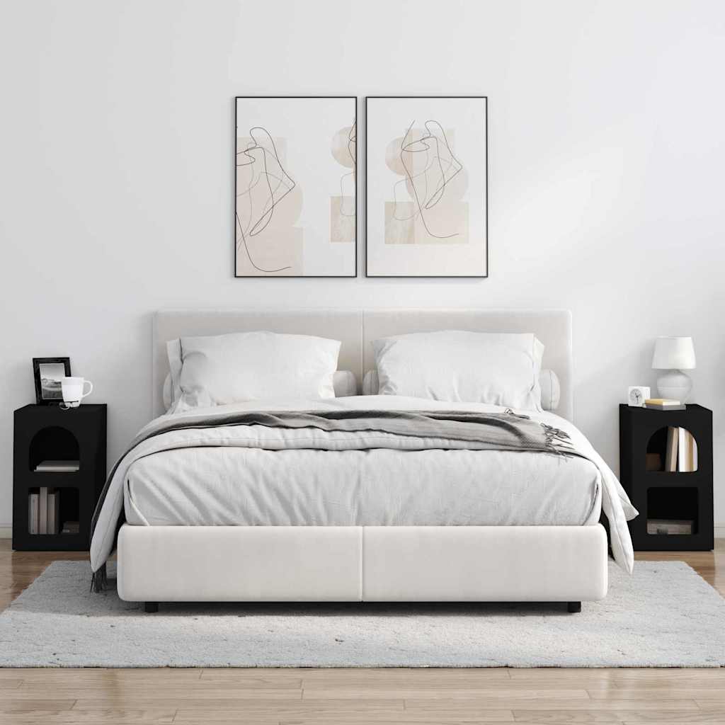 Noptiera 2 pcs Negru 29.5 x 35 x 50 cm Lemn compozit — imaginea 5