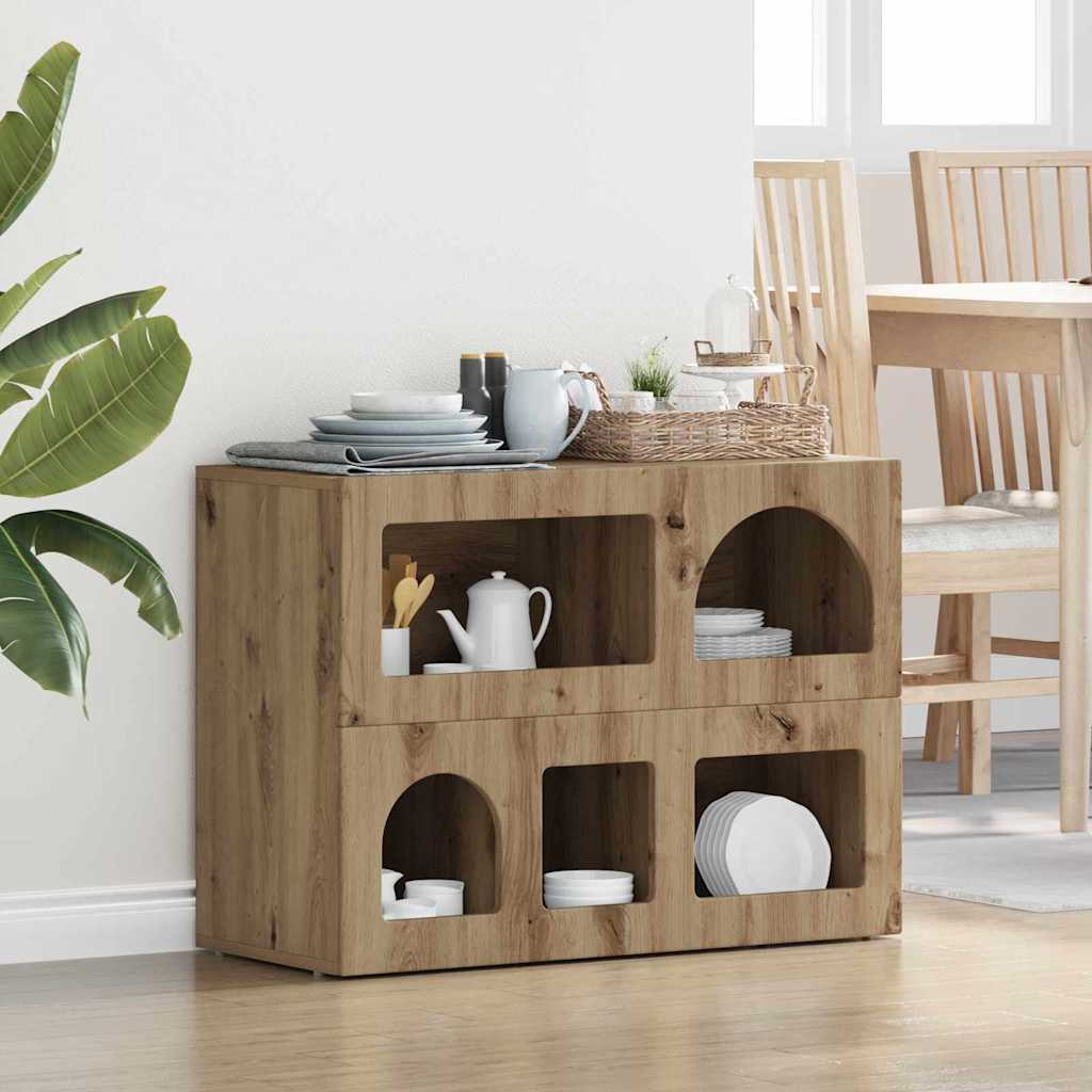 Bufet Stejar Artizanal 80.5 x 35 x 59 cm Lemn compozit — imaginea 2
