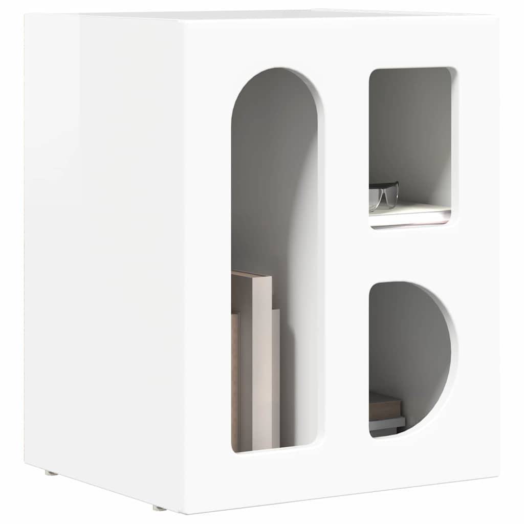 Noptiera 2 pcs Alb lucios 40 x 35 x 50 cm Lemn compozit — imaginea 4
