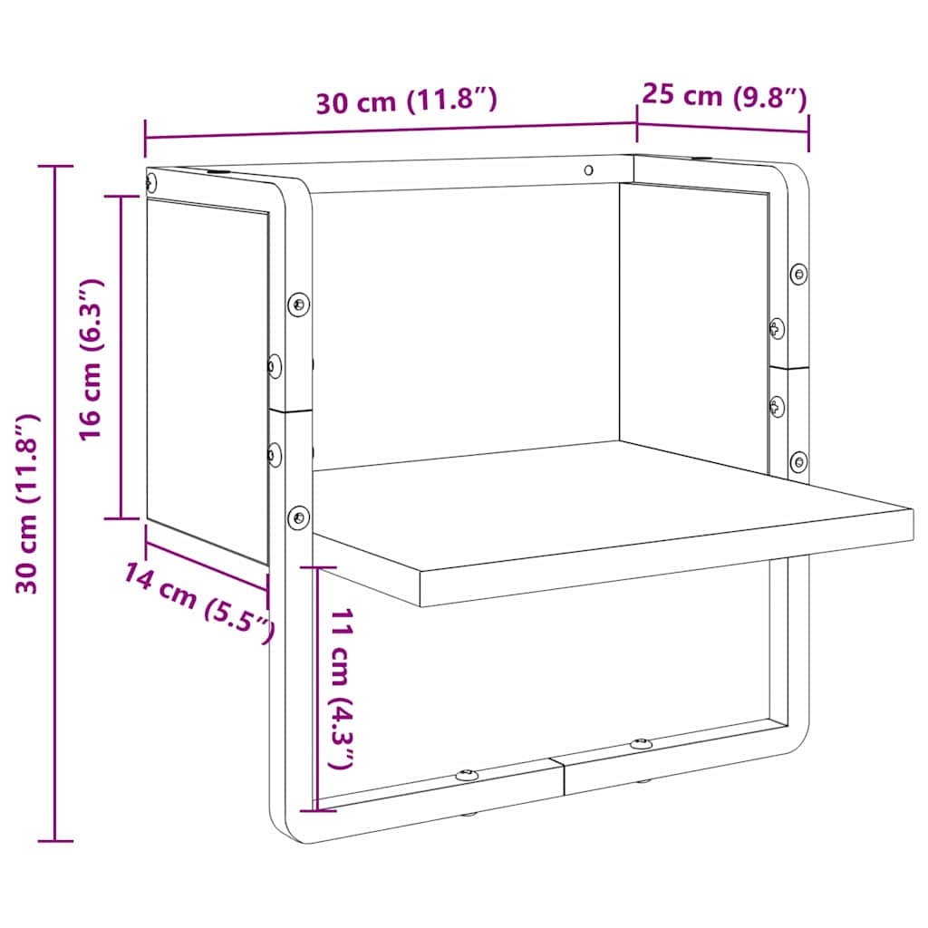 Raft de perete Stejar Negru 30 x 25 x 30 cm Lemn compozit — imaginea 8