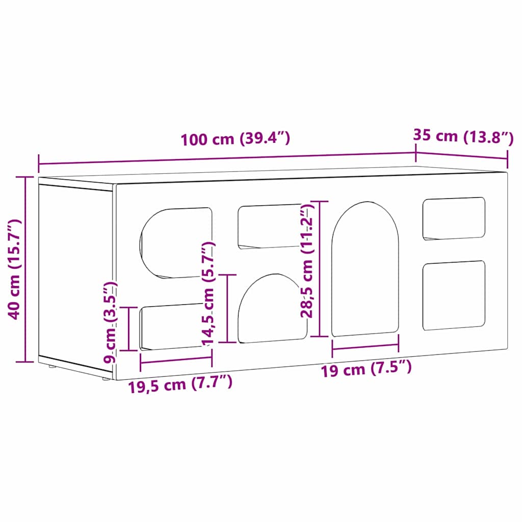 Cabinet TV Negru 100 x 35 x 40 cm Lemn compozit — imaginea 11