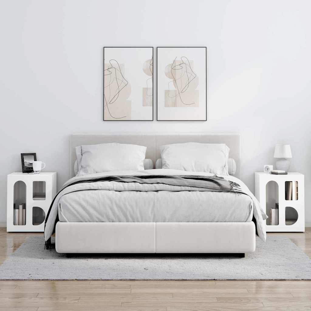 Noptiera 2 pcs Alb lucios 40 x 35 x 50 cm Lemn compozit — imaginea 5