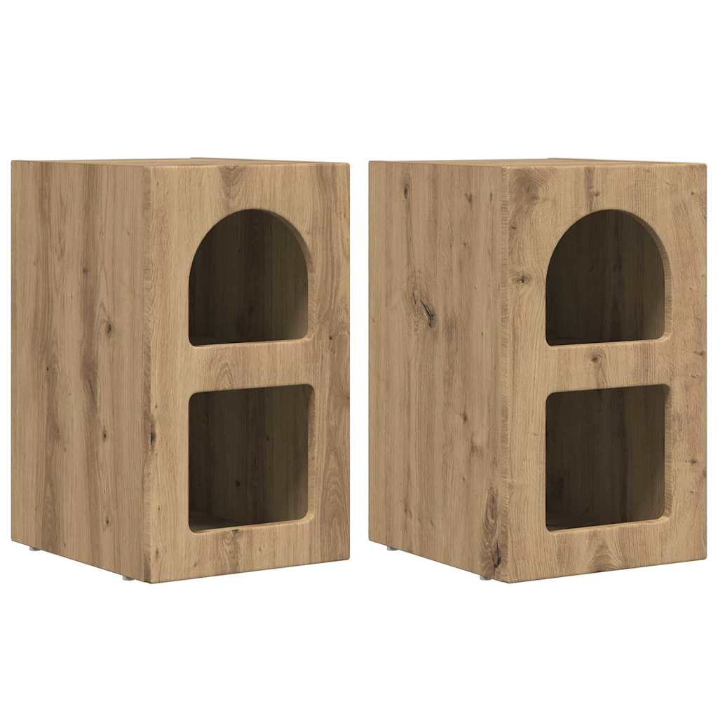 Noptiera 2 pcs Stejar Artizanal 29.5 x 35 x 50 cm Lemn compozit