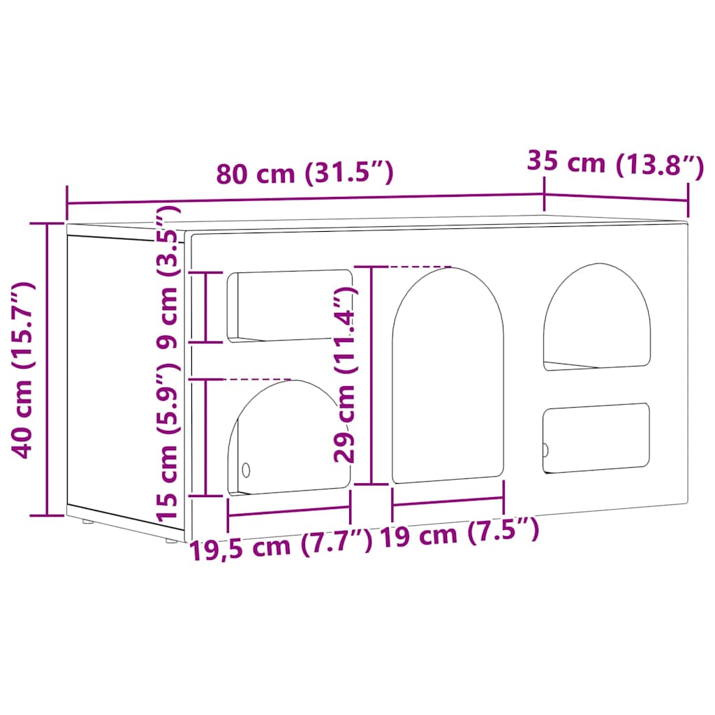 Cabinet TV Alb 80 x 35 x 40 cm Lemn compozit — imaginea 11