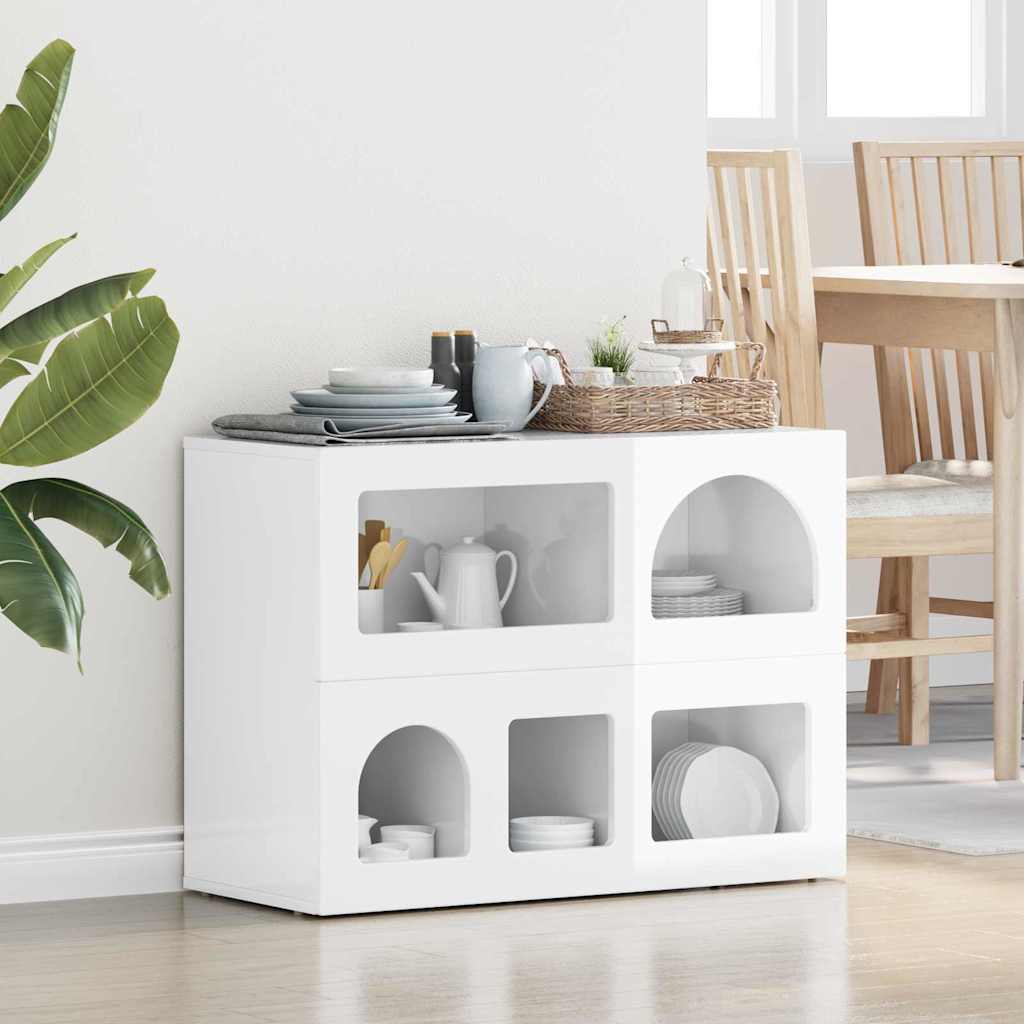 Bufet Alb lucios 80.5 x 35 x 59 cm Lemn compozit — imaginea 2