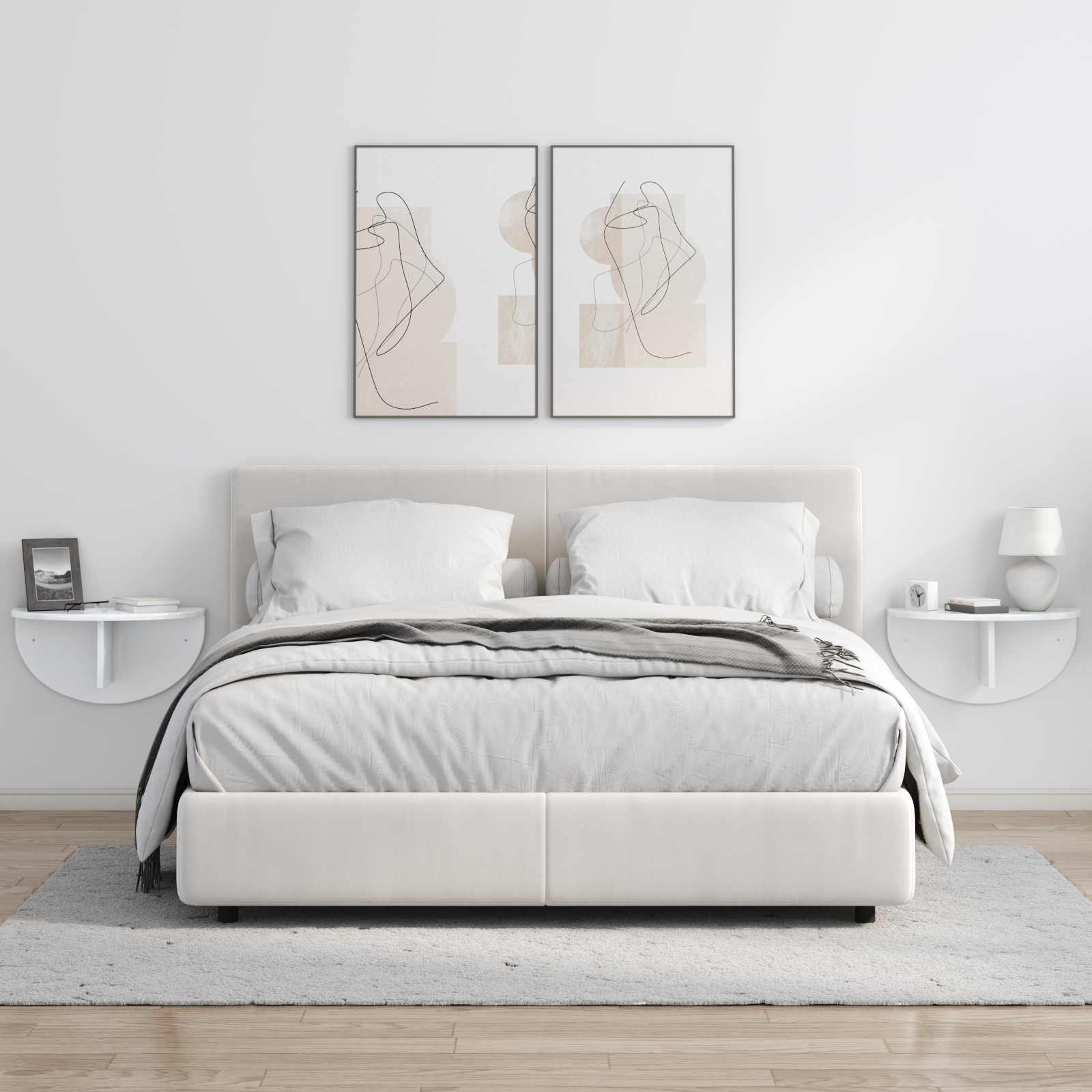 Raft de perete 2 pcs Alb lucios 38 x 19 x 19 cm Lemn compozit — imaginea 4
