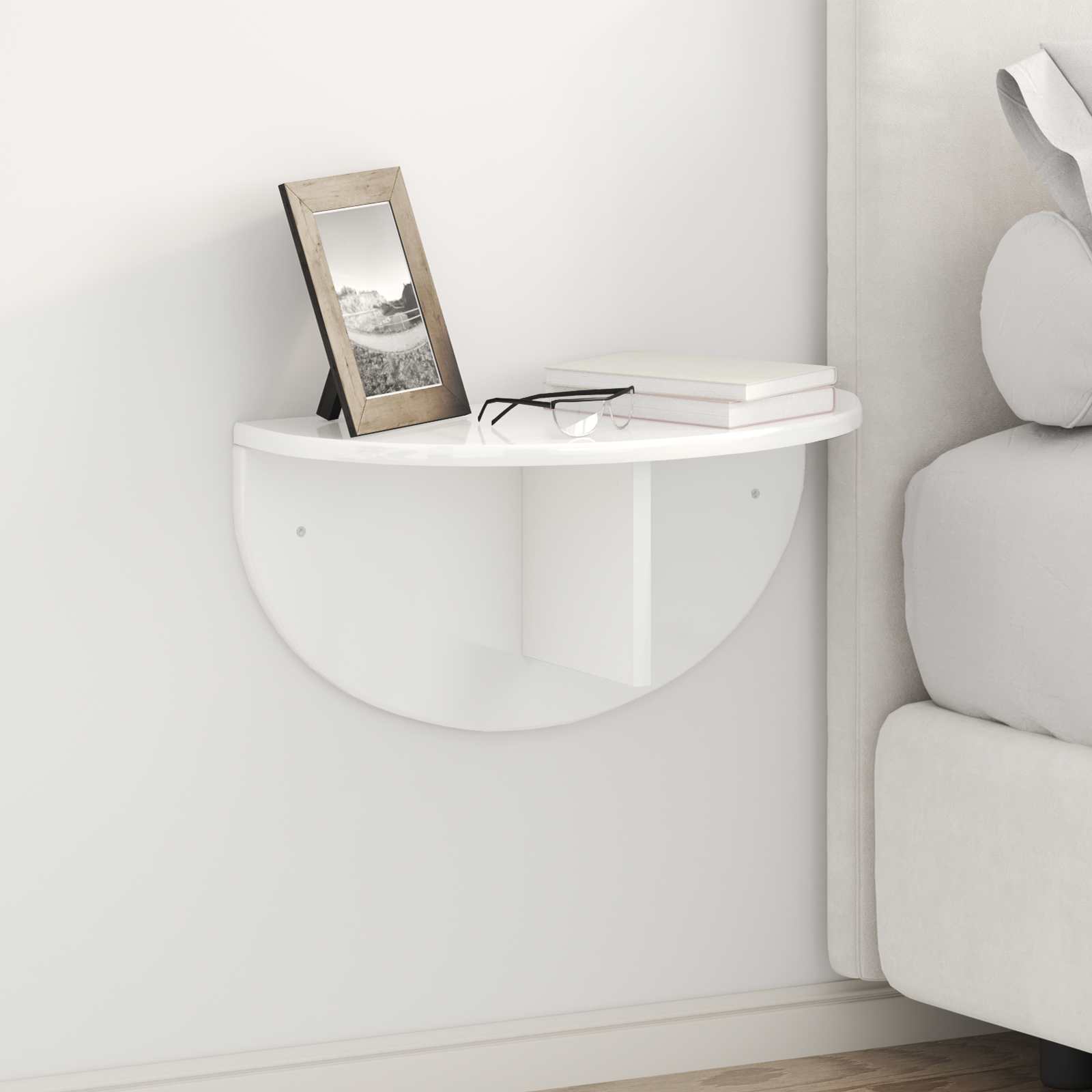 Raft de perete Alb lucios 38 x 19 x 19 cm Lemn compozit — imaginea 2