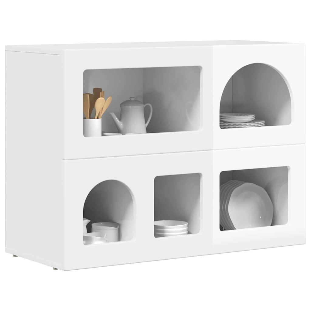 Bufet Alb lucios 80.5 x 35 x 59 cm Lemn compozit — imaginea 4