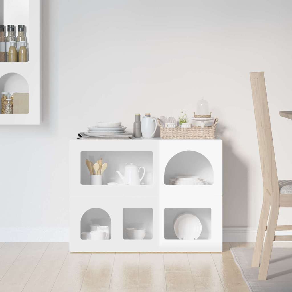 Bufet Alb lucios 80.5 x 35 x 59 cm Lemn compozit — imaginea 5