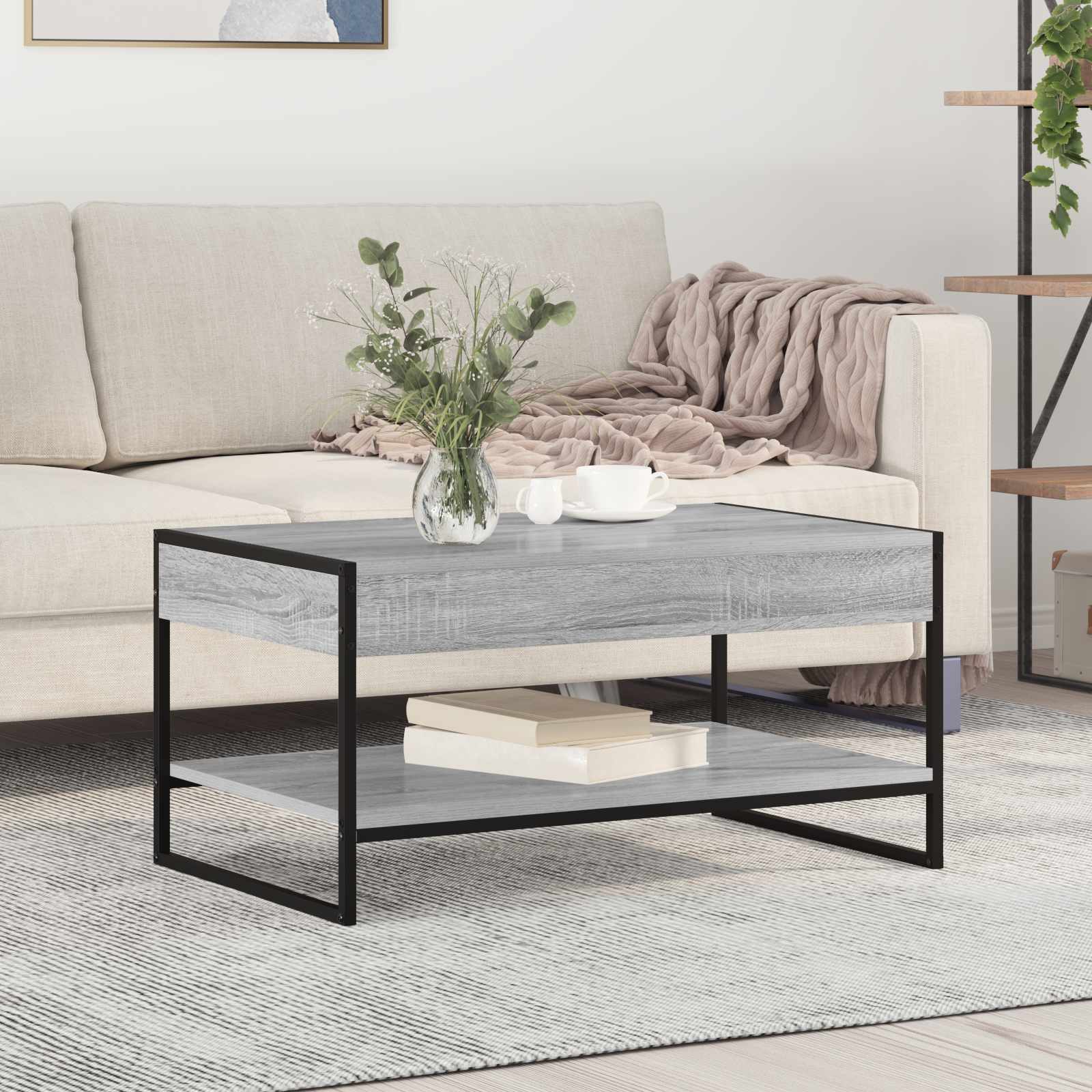 Masa de cafea Gri Sonoma 80 x 50 x 40 cm Lemn compozit — imaginea 2