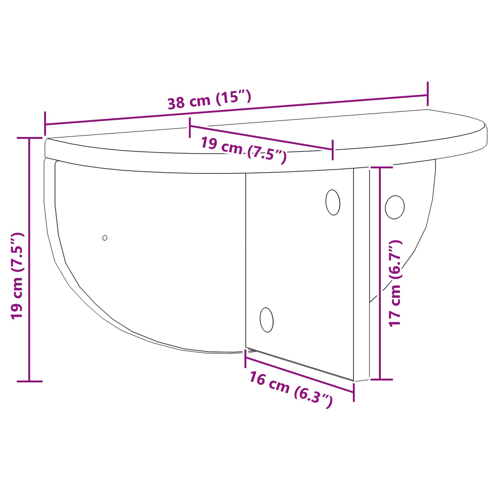 Raft de perete Pe perete 2 pcs Stejar Sonoma 38 x 19 x 19 cm — imaginea 12