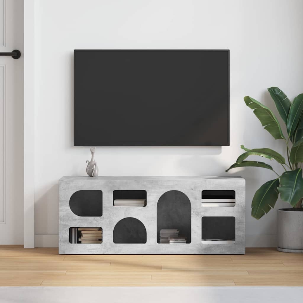Cabinet TV Gri din beton 100 x 35 x 40 cm Lemn compozit — imaginea 5