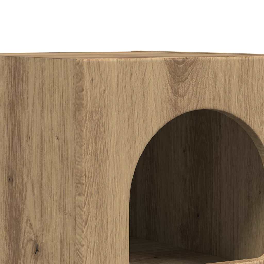 Noptiera 2 pcs Stejar Artizanal 29.5 x 35 x 50 cm Lemn compozit — imaginea 10
