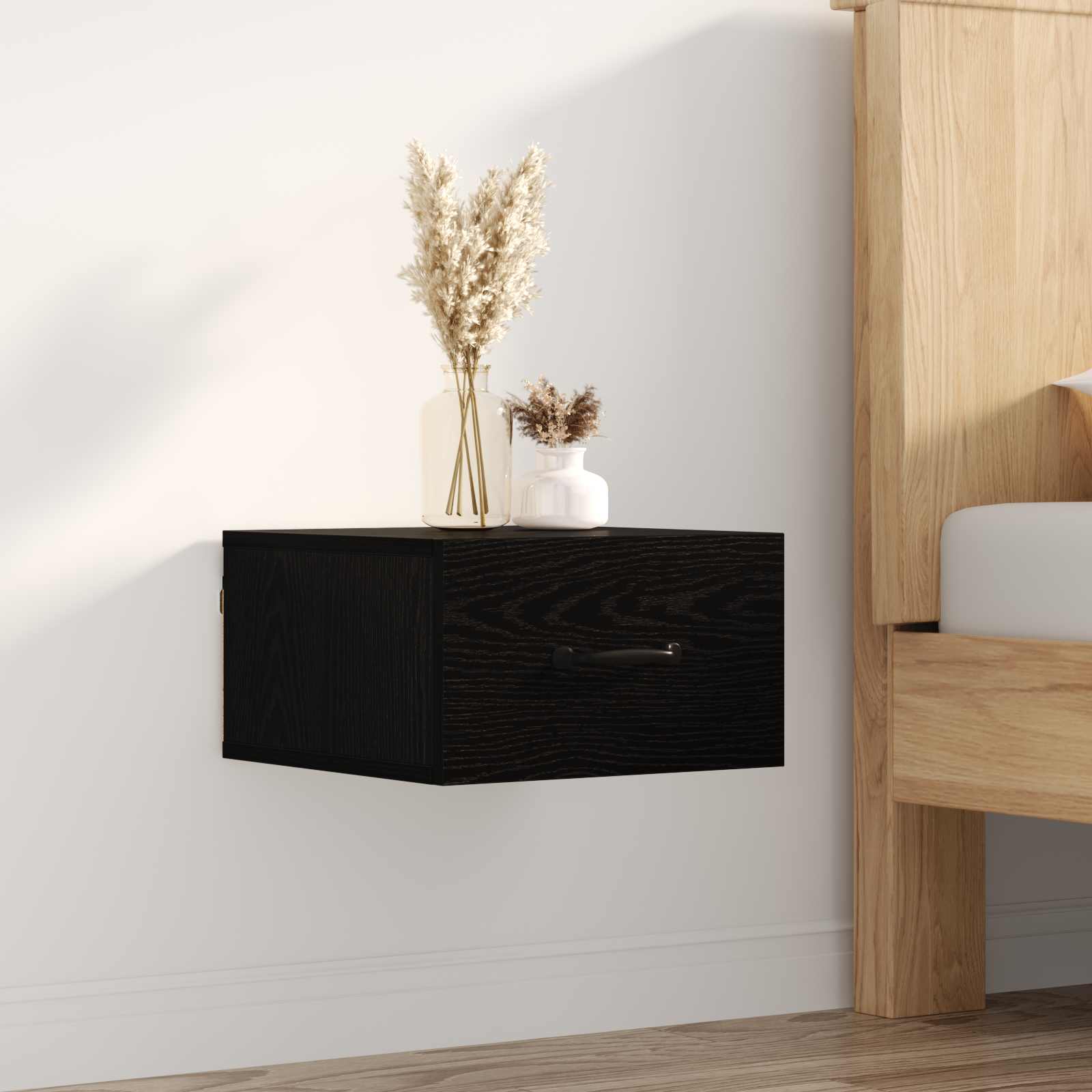 Noptiera Stejar Negru 35 x 35 x 20 cm Lemn compozit — imaginea 2