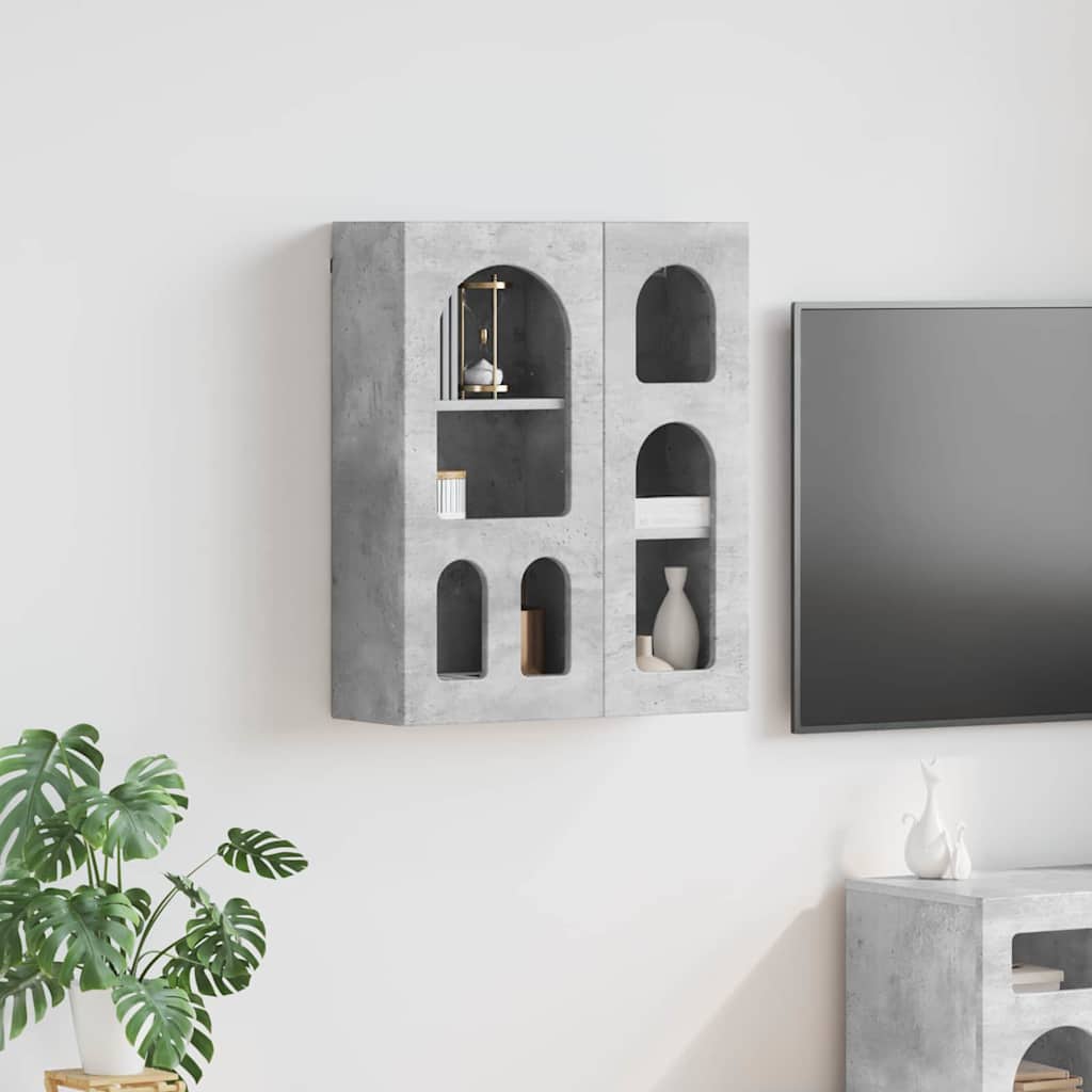 Dulap suspendat Gri din beton 59 x 20 x 71.5 cm Lemn compozit — imaginea 2