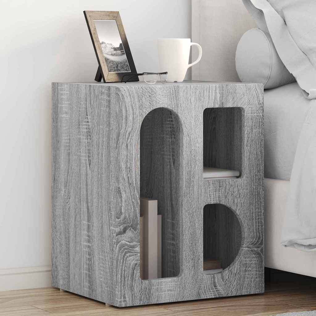 Noptiera Gri Sonoma 40 x 35 x 50 cm Lemn compozit — imaginea 2