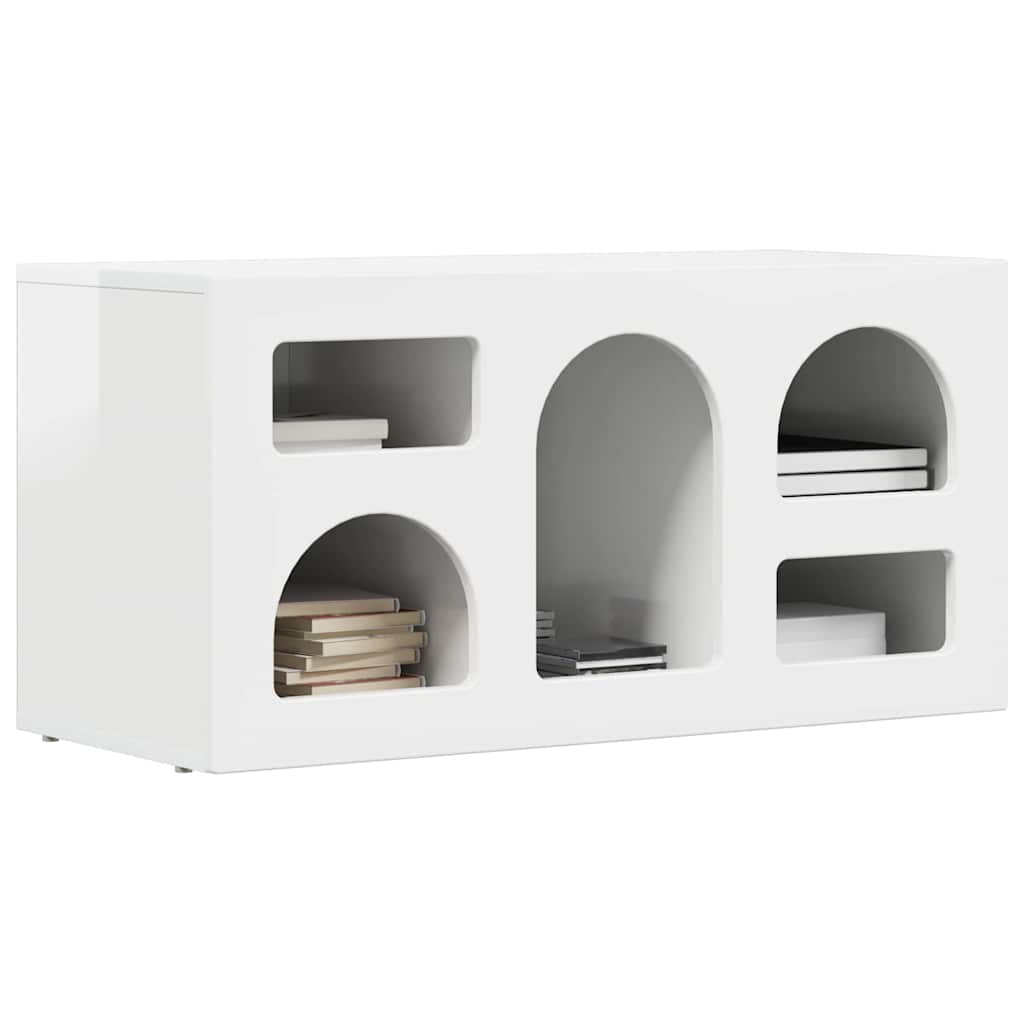 Cabinet TV Alb lucios 80 x 35 x 40 cm Lemn compozit — imaginea 4