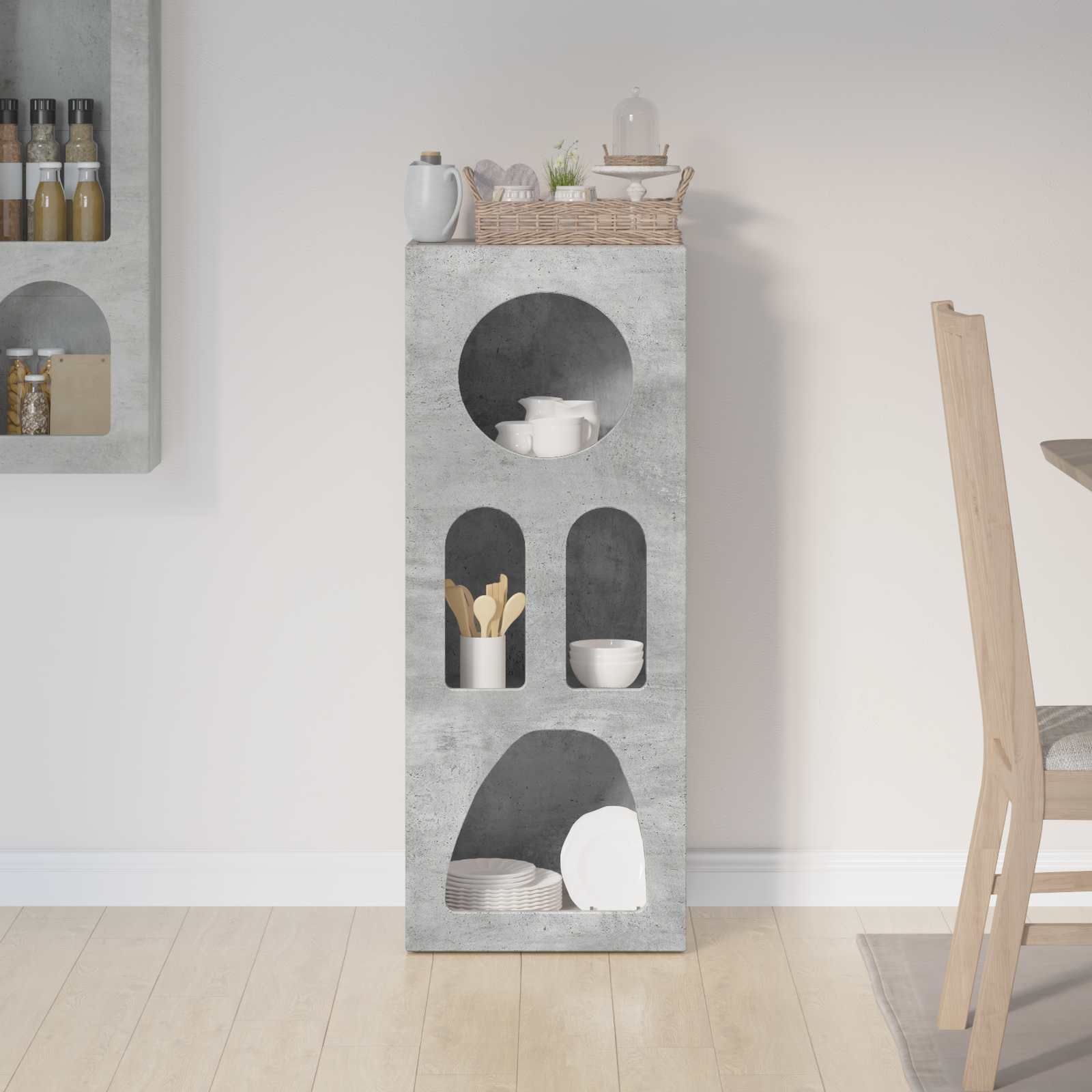 Bufet Gri din beton 40 x 35 x 100.5 cm Lemn compozit — imaginea 4
