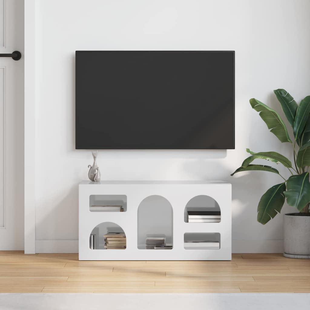 Cabinet TV Alb lucios 80 x 35 x 40 cm Lemn compozit — imaginea 5