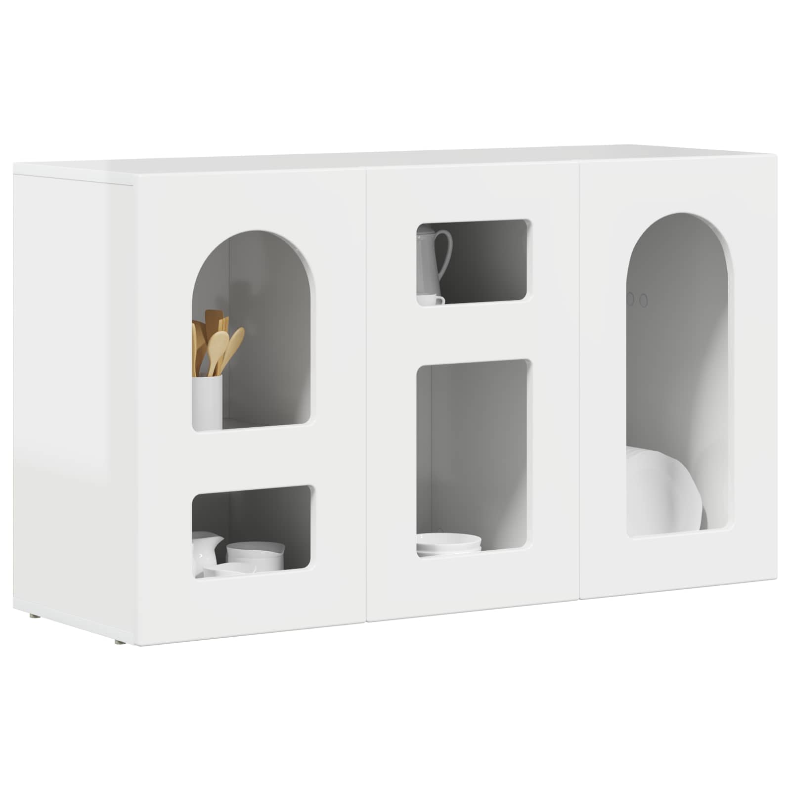 Bufet Alb lucios 100 x 35 x 59 cm Lemn compozit — imaginea 3