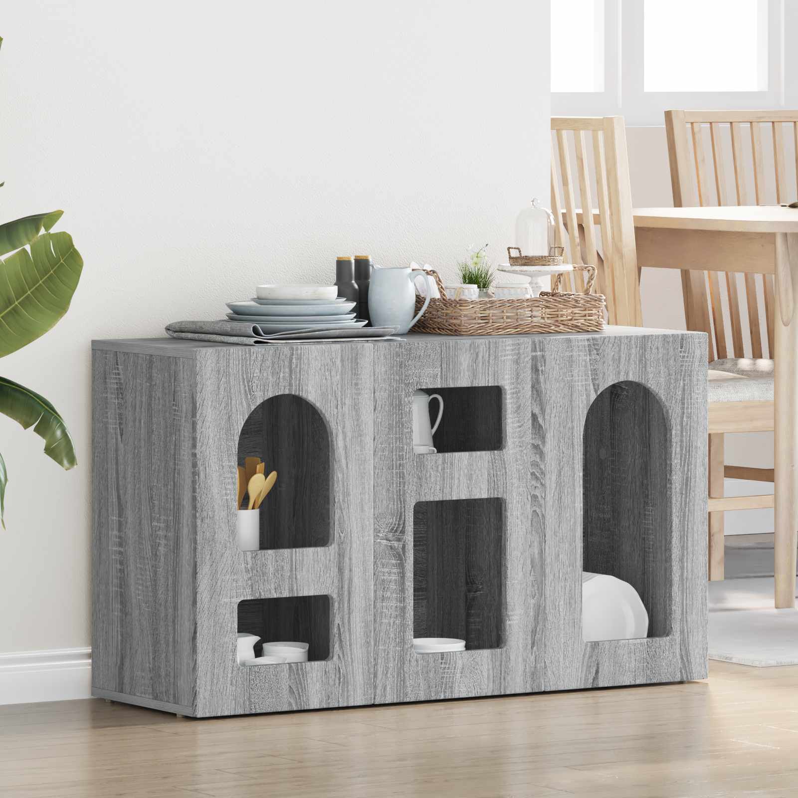 Bufet Gri Sonoma 100 x 35 x 59 cm Lemn compozit — imaginea 2