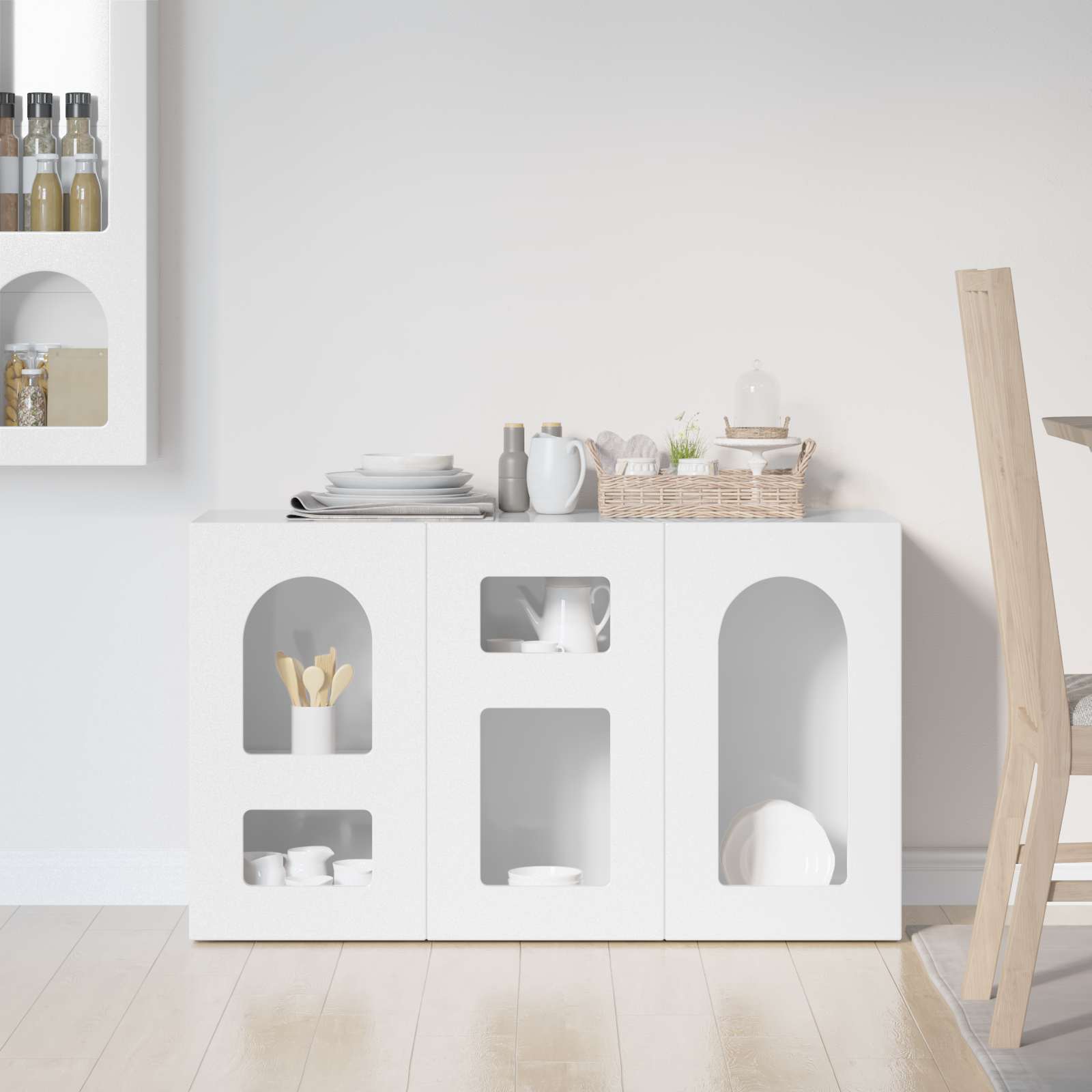 Bufet Alb lucios 100 x 35 x 59 cm Lemn compozit — imaginea 4