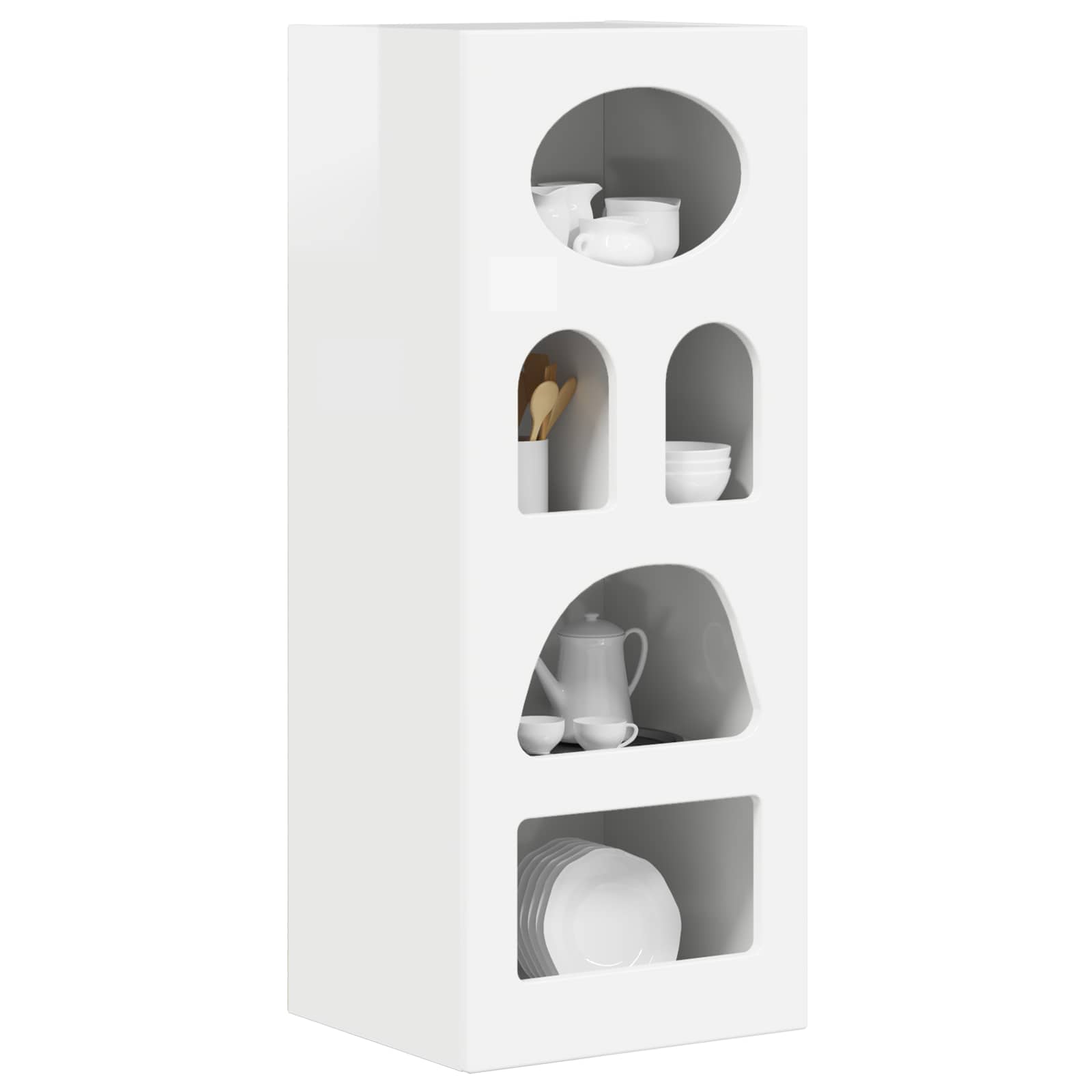 Bufet Alb lucios 40 x 35 x 100,5 cm Lemn compozit — imaginea 3