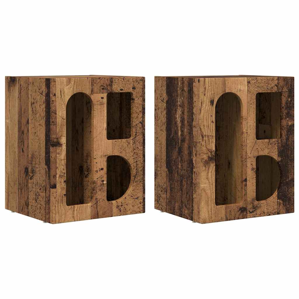 Noptiera 2 pcs Lemn vechi 40 x 35 x 50 cm Lemn compozit