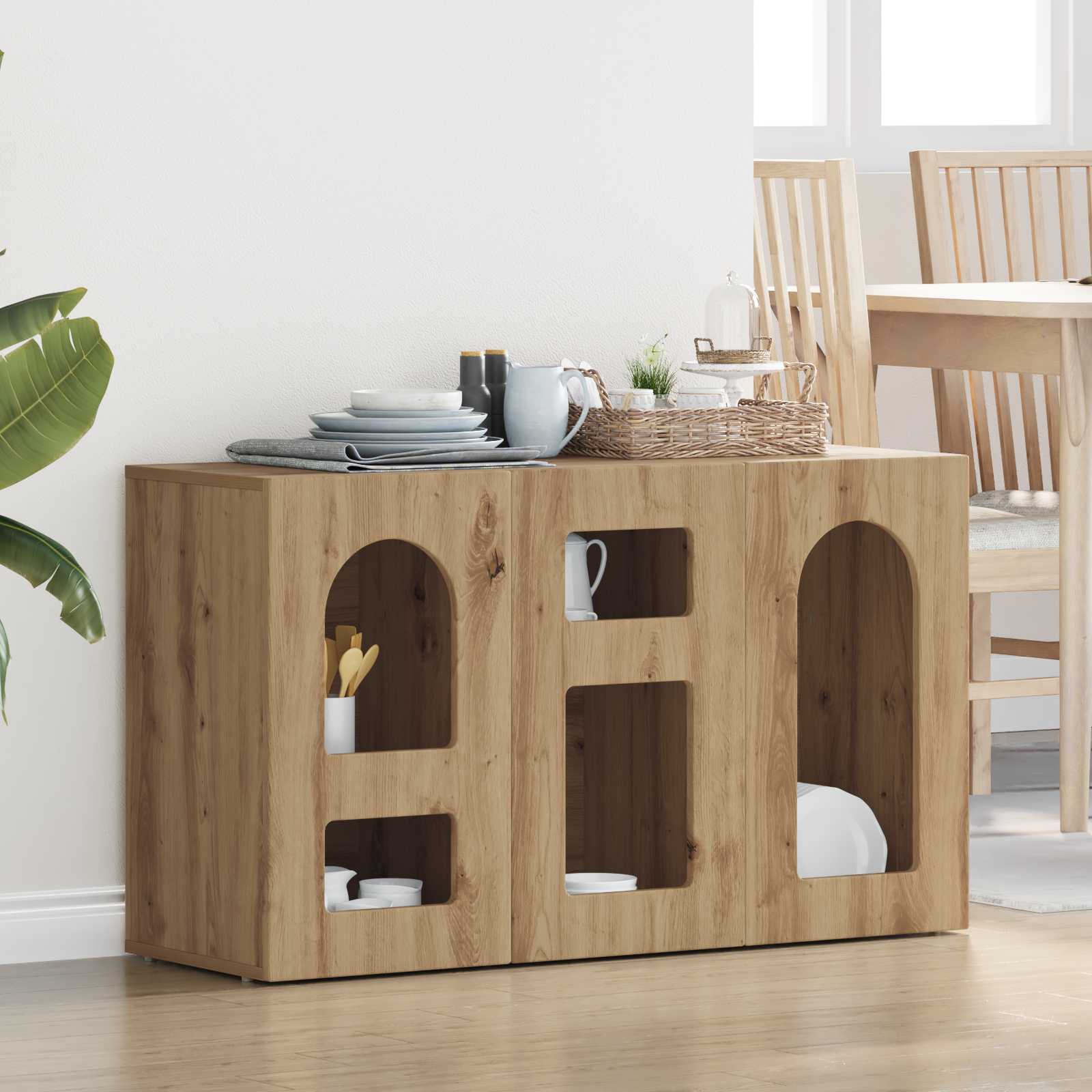 Bufet Stejar Artizanal 100 x 35 x 59 cm Lemn compozit — imaginea 2