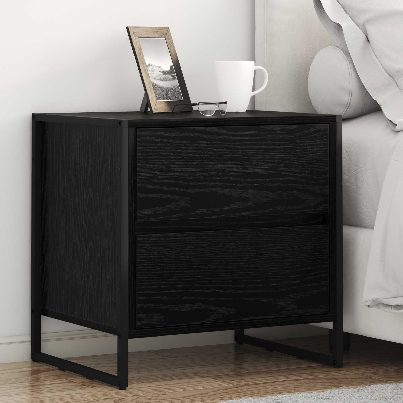 Noptiera cu sertar Stejar Negru 50 x 39.5 x 50 cm Lemn compozit — imaginea 2