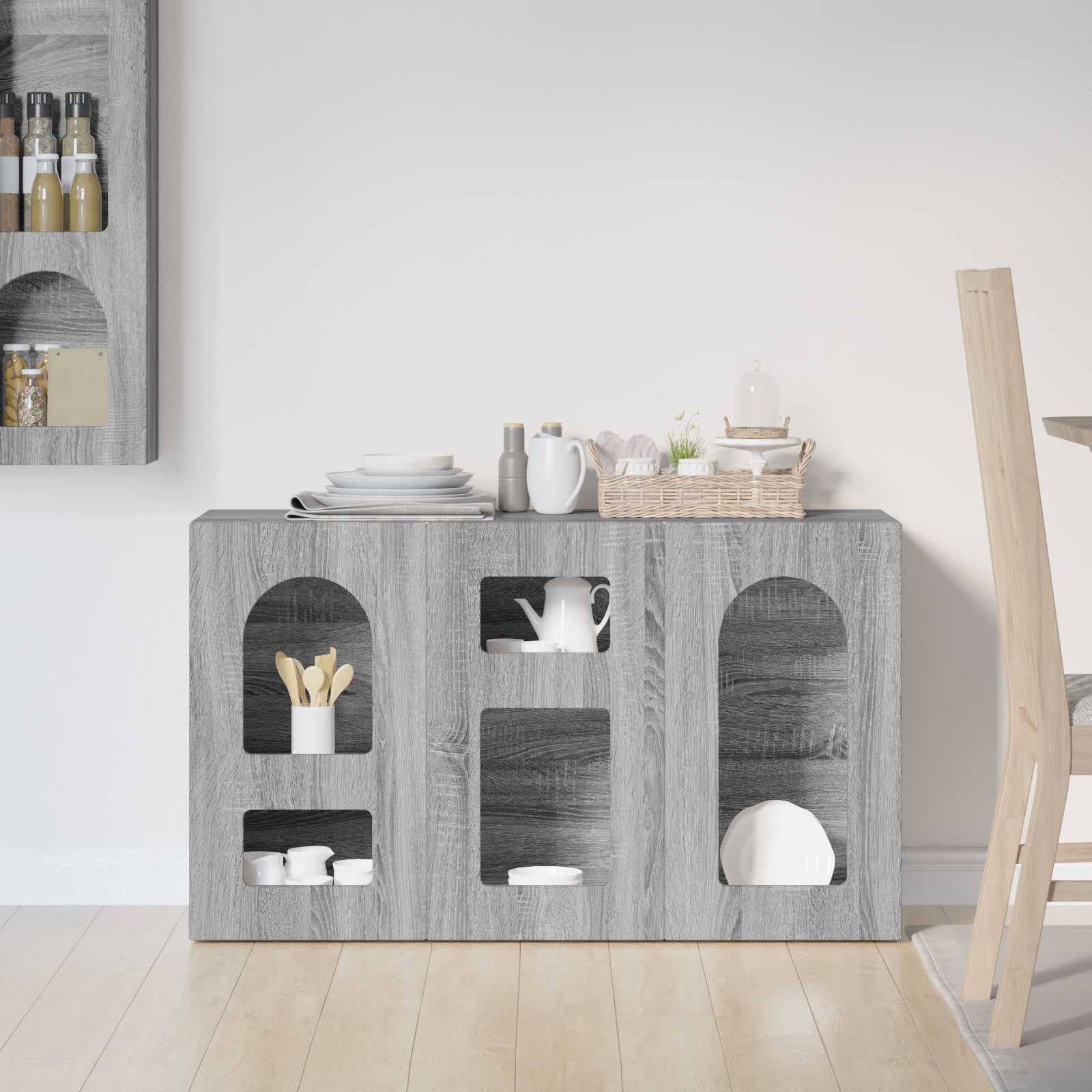 Bufet Gri Sonoma 100 x 35 x 59 cm Lemn compozit — imaginea 4