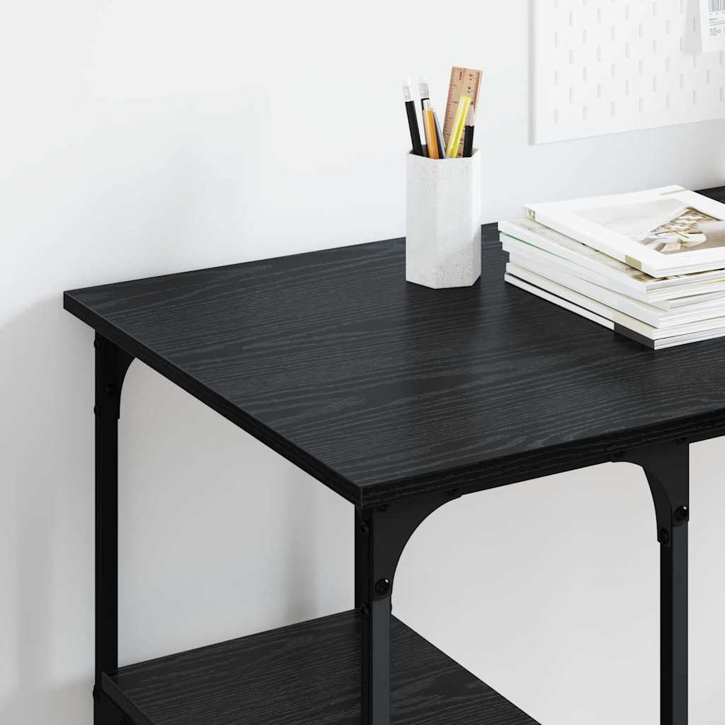 Birou cu raft Stejar Negru 140 x 50 x 75 cm Lemn compozit — imaginea 5