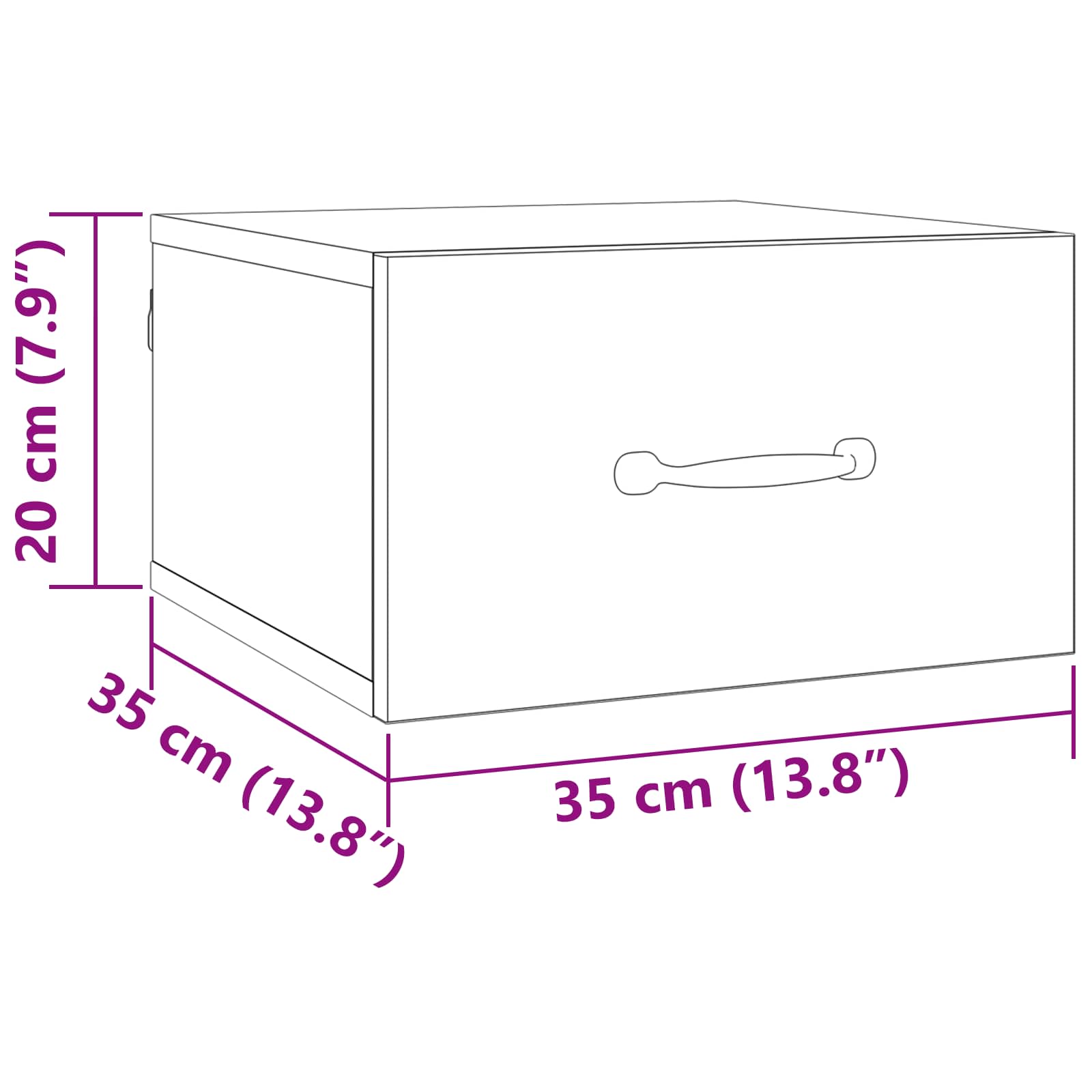 Noptiera Stejar Negru 35 x 35 x 20 cm Lemn compozit — imaginea 10