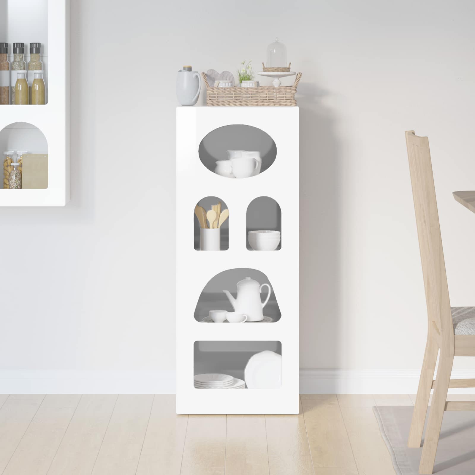 Bufet Alb lucios 40 x 35 x 100,5 cm Lemn compozit — imaginea 4