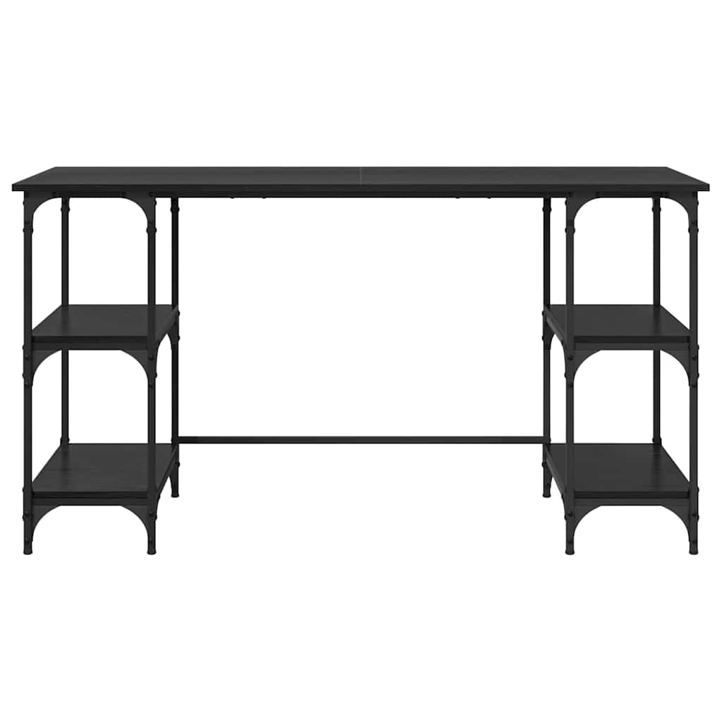 Birou cu raft Stejar Negru 140 x 50 x 75 cm Lemn compozit — imaginea 6